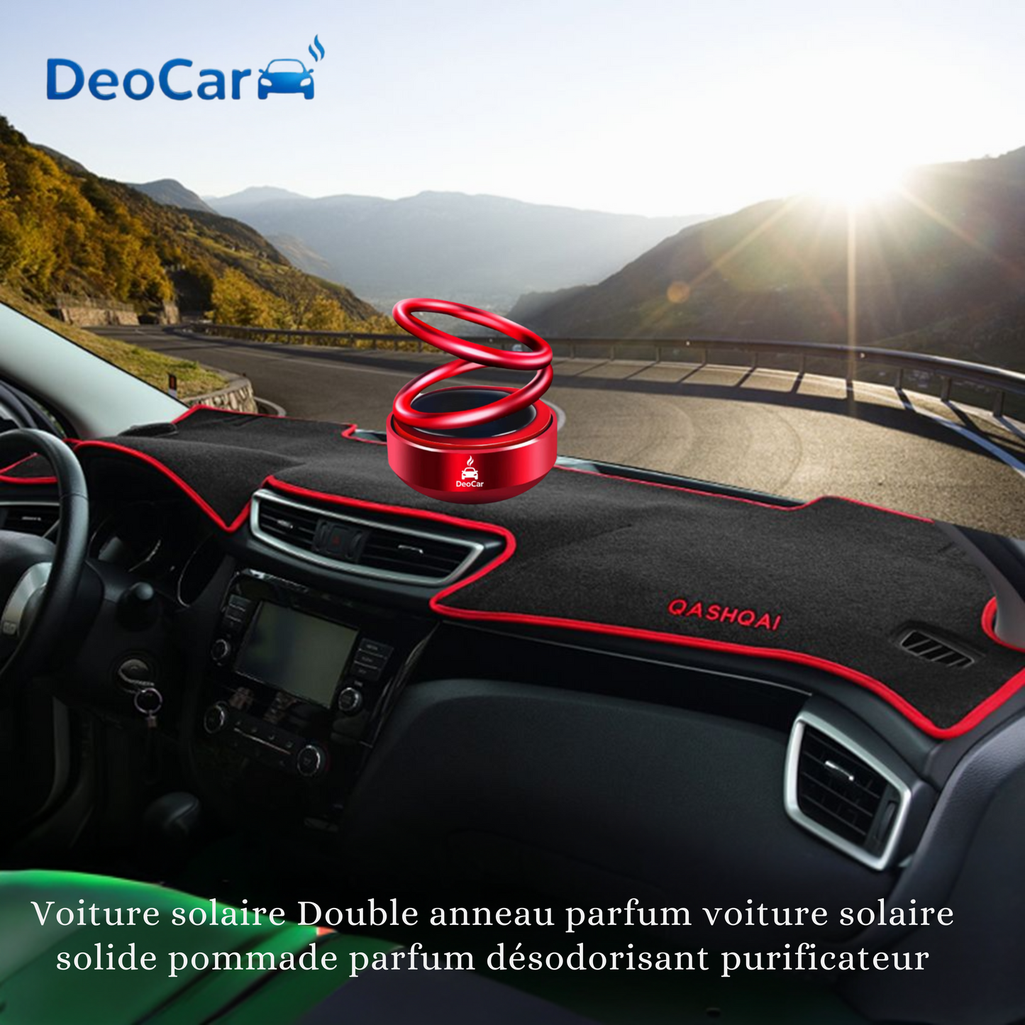 Diffuseur à Anneau Rotatif Solaire – Purificateur d’air voiture élégant
