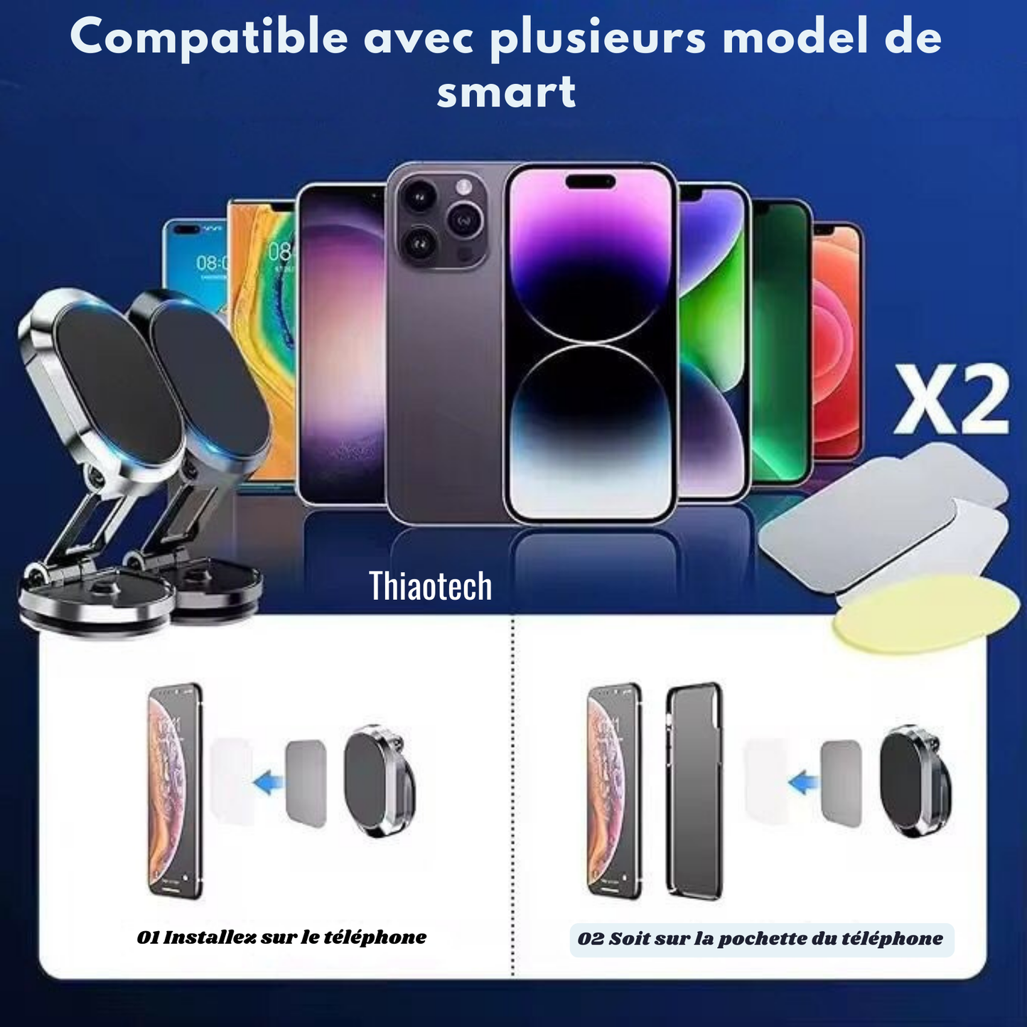 Support Téléphone Voiture de Tableau de Bord Magnétique