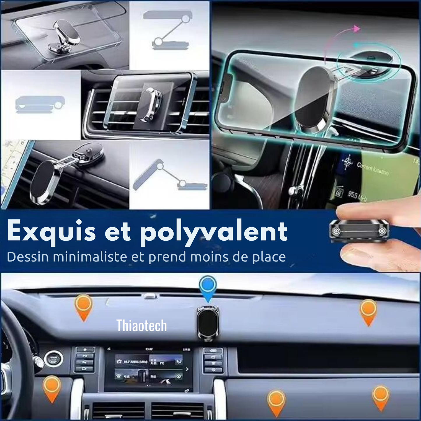 Support Téléphone Voiture de Tableau de Bord Magnétique