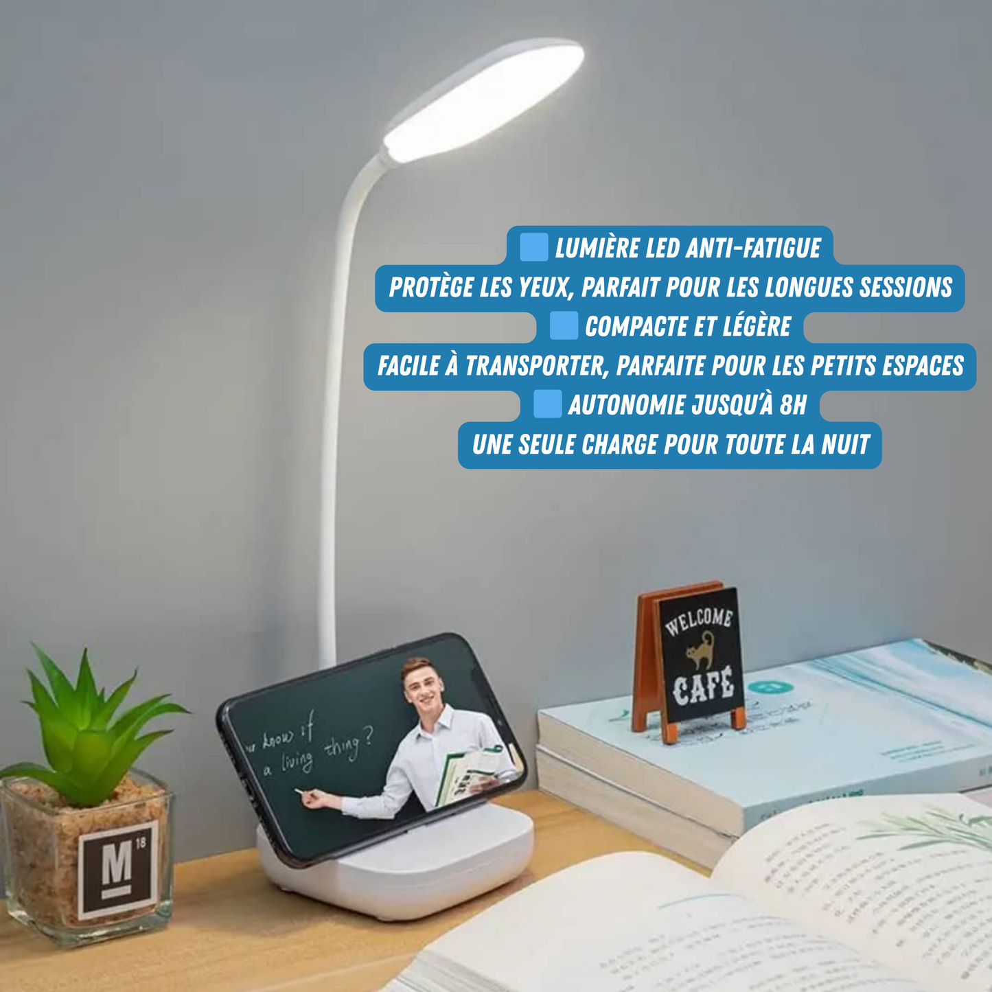 Lampe Tactile Rechargeable LED – Flexible, USB, Lumière pour Bureau et Chevet