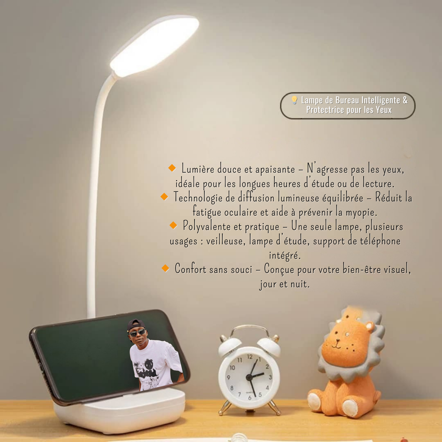 Lampe Tactile Rechargeable LED – Flexible, USB, Lumière pour Bureau et Chevet